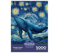 1000 Pieces Jigsaws Adults Puzzles Whale in Starry Night Painting Jigsaw for Adults Toy Wall Decor Hand Speed Race Difficult And Challenge 70x50cm/1000pcs