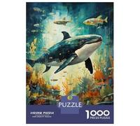 1000 Pieces Jigsaws Adults Puzzles Whale Painting Artwork Jigsaws for Adults Hands-on Game Analysis And Logic Difficult And Challenge 38x26cm/1000pcs