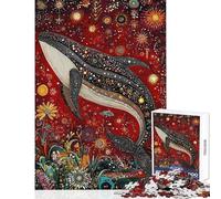 1000 Pieces Jigsaws Adults Puzzles Whale's Celestial Dance Relax Games Home Decoration Anti-Stress Toys Wishlist with Santa Claus (38X52cm)