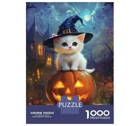 1000 Pieces Jigsaws Adults Puzzles Whiskered Witch on Pumpkin -2 Puzzles for Adults Family Game Presents for Women Unique Gifts for Birthday And Christmas 70x50cm/1000pcs