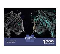 1000 Pieces Jigsaws Adults Puzzles White And Blue Tigers Puzzle for Adults Brain Teaser Game Pattern Assembly Difficult And Challenge 52x38cm/1000pcs