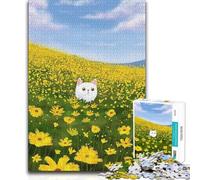 1000 Pieces Jigsaws Adults Puzzles White Cat in Nature Hand Speed Race Impossible Game for And from 14 Years And over (size 38x52cm)