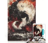1000 Pieces Jigsaws Adults Puzzles White Fox And Yin Yang Fun Games Train Your Brain And Hands Deal As Gifts for The Whole Family 50x75cm