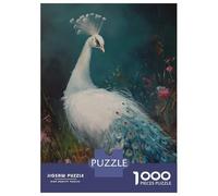 1000 Pieces Jigsaws Adults Puzzles White Peacock Painting Puzzle for Adults Anti-Stress Toys Pattern Assembly Parent-child Interaction 52x38cm/1000pcs