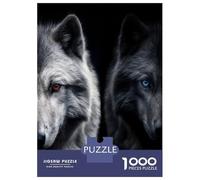 1000 Pieces Jigsaws Adults Puzzles White Wolf And Black Wolf Puzzle for Adults Brain Teaser Game Pattern Assembly Difficult And Challenge 38x26cm/1000pcs