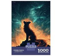 1000 Pieces Jigsaws Adults Puzzles Wolf Howling Under Cosmic Fire Sky Puzzle for Adults Relax Games Birthday Present Parent-child Interaction 52x38cm/1000pcs