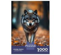 1000 Pieces Jigsaws Adults Puzzles Wolf Portrait in Autumn Forest Jigsaws for Adults Toy Wall Decor Hand Speed Race Unique Gifts for Birthday And Christmas 52x38cm/1000pcs