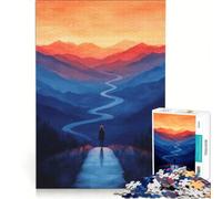 1000 Pieces Jigsaws Adults Puzzles Woman on Path in Mountains Educational Toy Decompressing Intellectual Artists' Collection Fine Arts 38x52cm