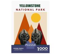 1000 Pieces Jigsaws Adults Puzzles Yellowstone National Park Mid Century Collage Art Puzzles for Adults Family Game Stress Reliever Difficult And Challenge 70x50cm/1000pcs