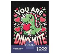1000 Pieces Jigsaws Adults Puzzles You Are Dino-Mite - Cute Dinosaur Valentines Day Jigsaw for Adults Toy Wall Decor Hand Speed Race Difficult And Challenge 52x38cm/1000pcs