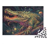 1000 Pieces Jungle Crocodile Paper Jigsaw Puzzle for Adults Thick Eco Educational Alligator Puzzle Wall Art Brain Teaser Home Decor 70x50cm/1000pcs