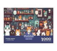 1000 Pieces Kawaii Cartoon Cat Creative Square Wooden Jigsaw Puzzles for Adults Educational Game Challenge Toy 1000pcs (75x50cm)