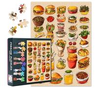 1000 Pieces Kinds of Food Jigsaw Puzzles for Adults Hamburger Puzzle Art for Adults House Wall Decoration Funny a Group of Foods Puzzles as Gifts for Family Friends 27.5"X19.7"
