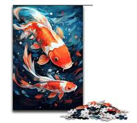 1000 Pieces Koi Fish Is Surrounded by Splatters in The Style Adult Jigsaw Puzzles Family Fun Family Game Stress Reliever Difficult Challenge 75x50cm