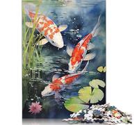 1000 Pieces Koi Fish Watercolor Square Jigsaw Puzzles for Adults And Wooden Puzzles Children Puzzles 1000pcs (75x50cm)