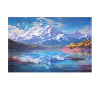 1000 Pieces Lakes And Snowy Mountains Puzzles for Adults Teens Toys for Children Wooden Puzzle Home Decoration （75×50cm）