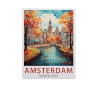 1000 Pieces Landscape Puzzles DIY，Amsterdam Netherlands，Jigsaw Creativity Toys for Kids Adults（50x70cm）-EW92