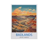1000 Pieces Landscape Puzzles DIY，Badlands South Dakota Vintage Travel Poster，Jigsaw Creativity Toys for Kids Adults（38x52CM）-CX73