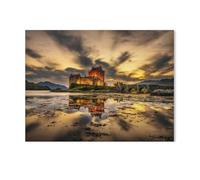 1000 Pieces Landscape Puzzles DIY，Breathtaking sunset over Eilean Donan Castle, Scotland，Jigsaw Creativity Toys for Kids Adults（38x26cm）-F13