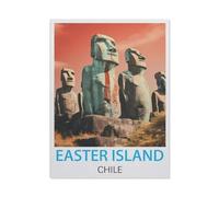 1000 Pieces Landscape Puzzles DIY，Easter Island Chile Vintage Travel Posters，Jigsaw Creativity Toys for Kids Adults38x52cm-BY53
