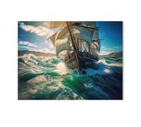 1000 Pieces Landscape Puzzles DIY，In the Tropics - Sailing Ship，Jigsaw Creativity Toys for Kids Adults（75x50cm）-AC89