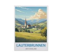 1000 Pieces Landscape Puzzles DIY,Lauterbrunnen Switzerland Vintage Travel Poster,Jigsaw Creativity Toys for Kids Adults 26x38cm-DA13