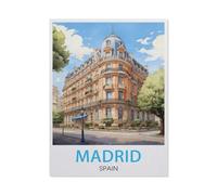 1000 Pieces Landscape Puzzles DIY,Madrid Spain Vintage Travel Poster,Jigsaw Creativity Toys for Kids Adults50x70cm-BE33