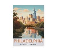 1000 Pieces Landscape Puzzles DIY,Philadelphia Pennsylvania vintage travel poster,Jigsaw Creativity Toys for Kids Adults(38x26cm)-AI89