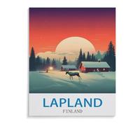 1000 Pieces Landscape Puzzles DIY,Vintage Travel Poster Lapland Finland,Jigsaw Creativity Toys for Kids Adults(75x50cm)-I36