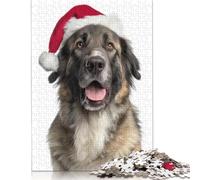 1000 Pieces Leonberger Dog with Santa Hat Portrait Puzzle for Adults Puzzles for Adults & Teenager Secret Santa Gifts 300pcs (40x28cm)