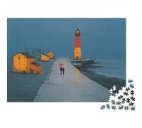 1000 Pieces Lighthouse Scenery Jigsaw for Adults paper Puzzle Educational Night View Jigsaw Art Wall Decor Calm Gift 52x38cm/1000pcs