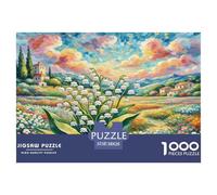 1000 Pieces Lily of The Valley Jigsaw Puzzles for Adults Family Challenge Toys Jigsaw Puzzle Home Decors for Men Women Elders Seniors 38x26cm/1000pcs
