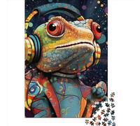 1000 Pieces Lizard Headphones Puzzle for Adults Wooden Puzzles Jigsaw Puzzles for Adults Educational Game Challenge Toy 1000pcs (75x50cm)