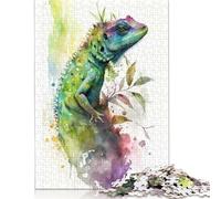1000 Pieces Lizard Watercolor Puzzle for Adults Wooden Puzzles for Adults Puzzles Secret Santa Gifts 1000pcs (75x50cm)