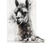 1000 Pieces Llama Charm Watercolor Jigsaw Puzzles for Adults Puzzles Wooden Puzzles Jigsaw Puzzles for Adults Educational Game Challenge Toy 1000pcs (75x50cm)