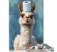 1000 Pieces Llama With Toilet Paper Hat Jigsaw Puzzles for Adults Jigsaw Puzzle for Family Time Brain Challenge 1000pcs (38x26cm)