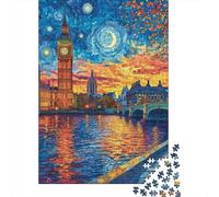 1000 Pieces London Tower Bridge Jigsaw Puzzle, Creative Rectangular Wooden Jigsaw Puzzles for Adults, Large Puzzles for Family Educational Game 1000pcs (75x50cm)
