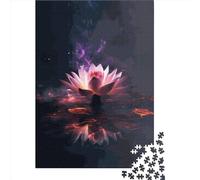 1000 Pieces Lotus Bloom Jigsaw Puzzle, Creative Rectangular Wooden Jigsaw Puzzles for Adults, Large Puzzles for Family Educational Game 1000pcs (75x50cm)
