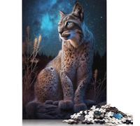 1000 Pieces Lynx Under The Starry Sky Puzzles Jigsaw Adults Difficulty Puzzles Jigsaw Educational Games Toy Family Decoration 1000pcs (75x50cm)