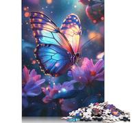 1000 Pieces Magical Butterfly on Flowers Jigsaw Puzzles Difficulty Jigsaw Puzzles Education Games Toys (75x50cm)