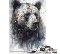 1000 Pieces 'Majestic Bear Black Ink Square Jigsaw Puzzles for Adults And Wooden Puzzles 1000pcs (75x50cm)