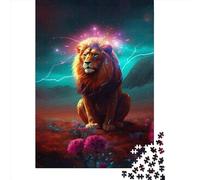1000 Pieces Majestic Lion on Mars Jigsaw Puzzle, Creative Rectangular Wooden Jigsaw Puzzles for Adults, Large Puzzles for Family Educational Game 1000pcs (75x50cm)