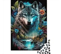 1000 Pieces Mandala Jungle Wolf Jigsaw Puzzle, Creative Rectangular Wooden Jigsaw Puzzles for Adults, Large Puzzles for Family Educational Game 1000pcs (75x50cm)