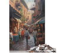 1000 Pieces Marrakech Morocco Souks Jigsaw Square Puzzle for Adults Wooden Puzzles Unique Challenge Games 1000pcs (75x50cm)