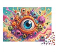 1000 Pieces Mini Jigsaw Puzzle Abstract Eye Monster for Adults | 70x50cm Cardboard, Puzzle Assembly, Young Adults, Stress Relief, Living Room Decor