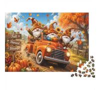 1000 Pieces Mini Jigsaw Puzzle Autumn Truck Gnome for Adults