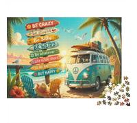 1000 Pieces Mini Jigsaw Puzzle Beach Van Signs for Adults | 38x26cm Cardboard Home Decor Durable Structure Birthday Gift Mind Relaxation