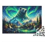 1000 Pieces Mini Jigsaw Puzzle Bear Mountain Aurora for Adults | 70x50cm Cardboard, Living Room Decor, Premium Craftsmanship, Birthday Gift, Mind Relaxation