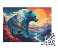 1000 Pieces Mini Jigsaw Puzzle Bear Mountain Landscape for Adults | 38x26cm Cardboard, Living Room Decor, Premium Craftsmanship, Birthday Gift, Mind Relaxation
