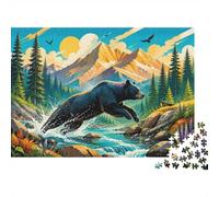 1000 Pieces Mini Jigsaw Puzzle Bear Mountain River for Adults | 38x26cm Cardboard, Living Room Decor, Premium Craftsmanship, Birthday Gift, Mind Relaxation